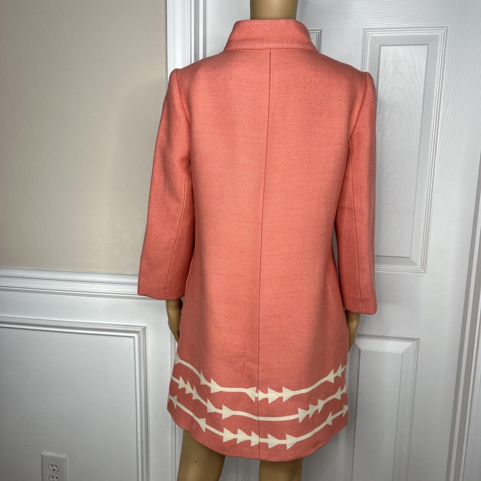 Anthropologie Lauren Moffatt Women Eastward Coral Wool Acrylic Lined Coat SZ M