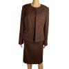 10-7688.jpg EMILY 2PC Brown Polyester Lined Collarless Cocktail Dress Suit Size 10
