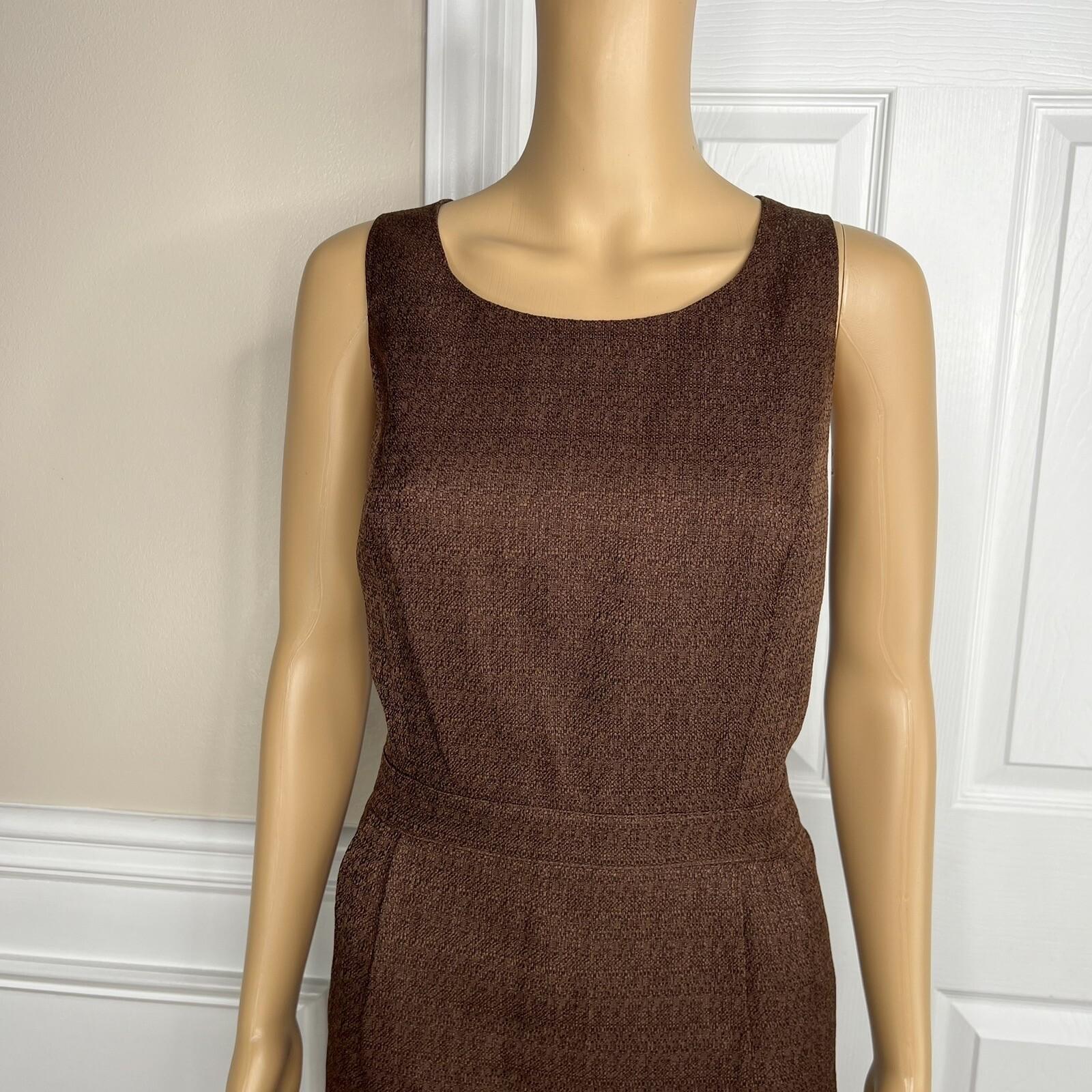 10-7695.jpg EMILY 2PC Brown Polyester Lined Collarless Cocktail Dress Suit Size 10