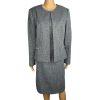 EMILY 2PC Gray Polyester Lined Collarless Cocktail Dress Suit Size 10