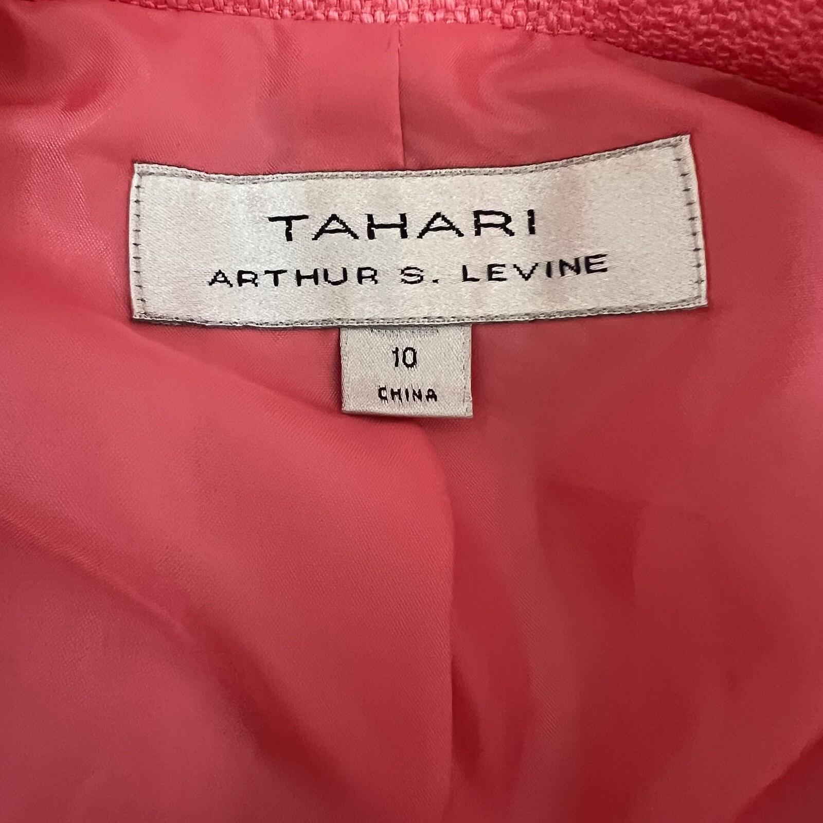 Tahari ASL Polyester Rayon Blazer Size 10 Pink 3/4 Sleeve Twill Shawl Collar