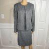 EMILY 2PC Gray Polyester Lined Collarless Cocktail Dress Suit Size 10