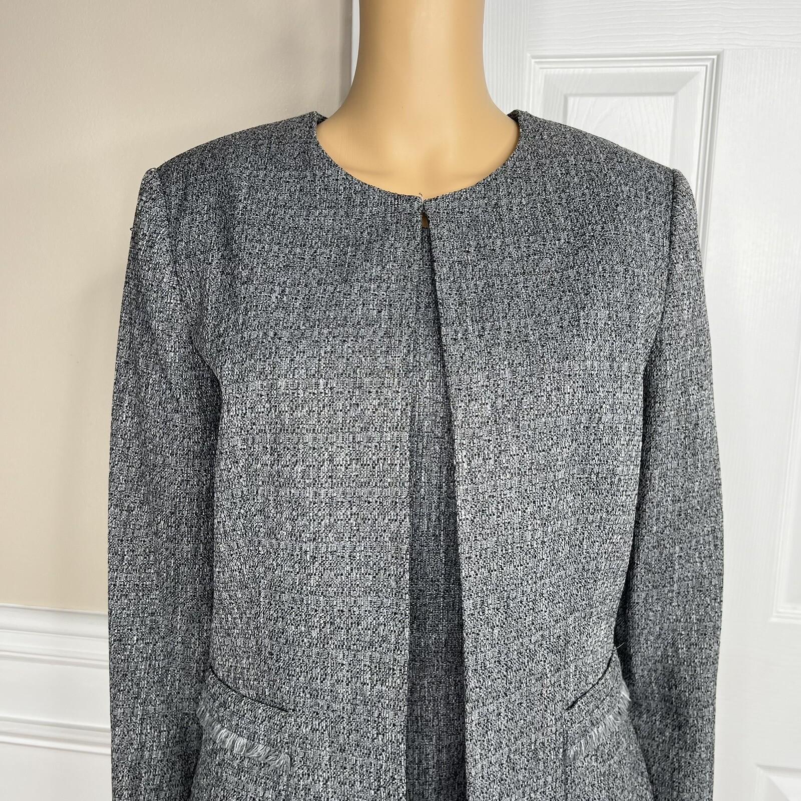 EMILY 2PC Gray Polyester Lined Collarless Cocktail Dress Suit Size 10