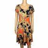 Lauren RL Royal Paisley Dress Size PM Short Sleeve Drops waist Skater Stretch