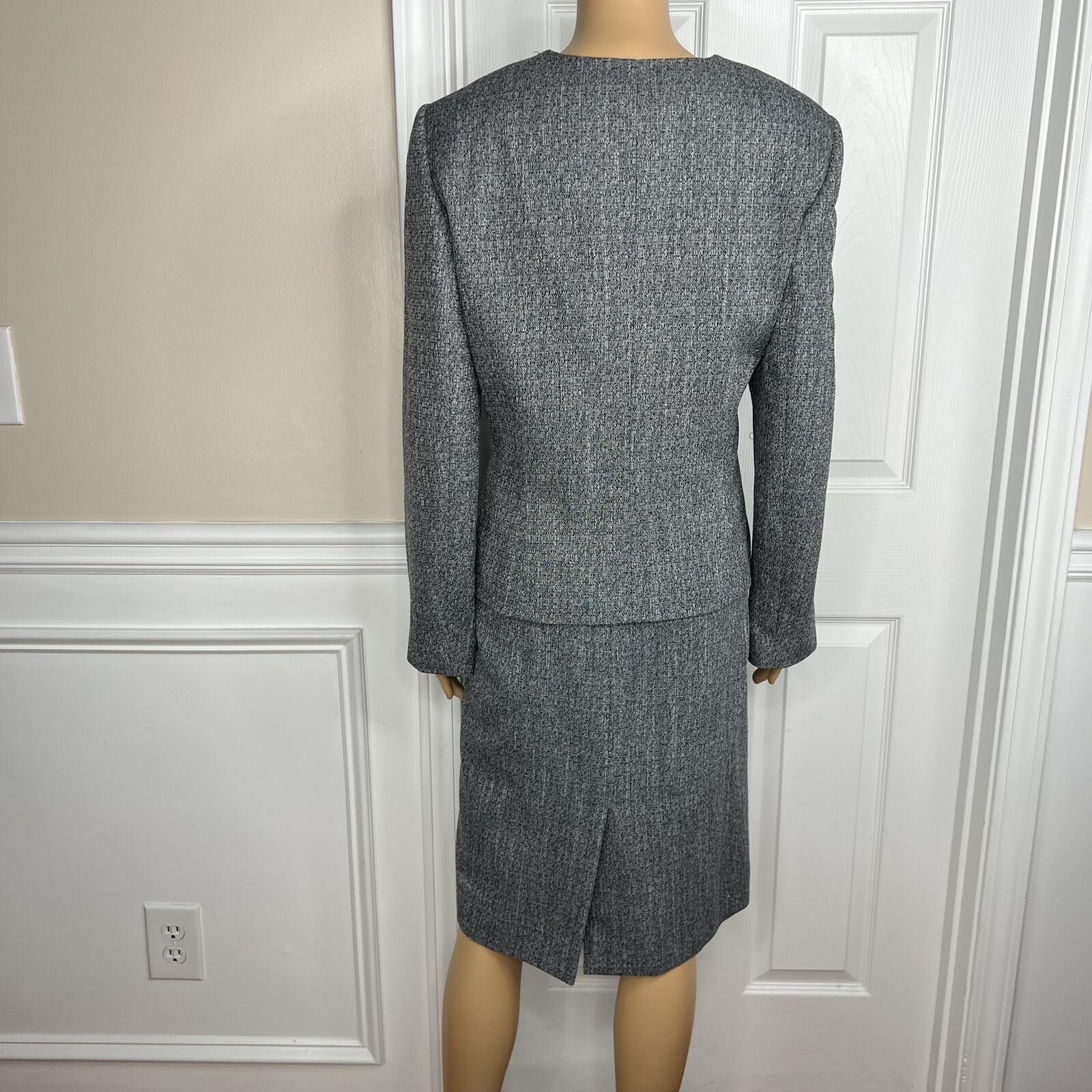 EMILY 2PC Gray Polyester Lined Collarless Cocktail Dress Suit Size 10
