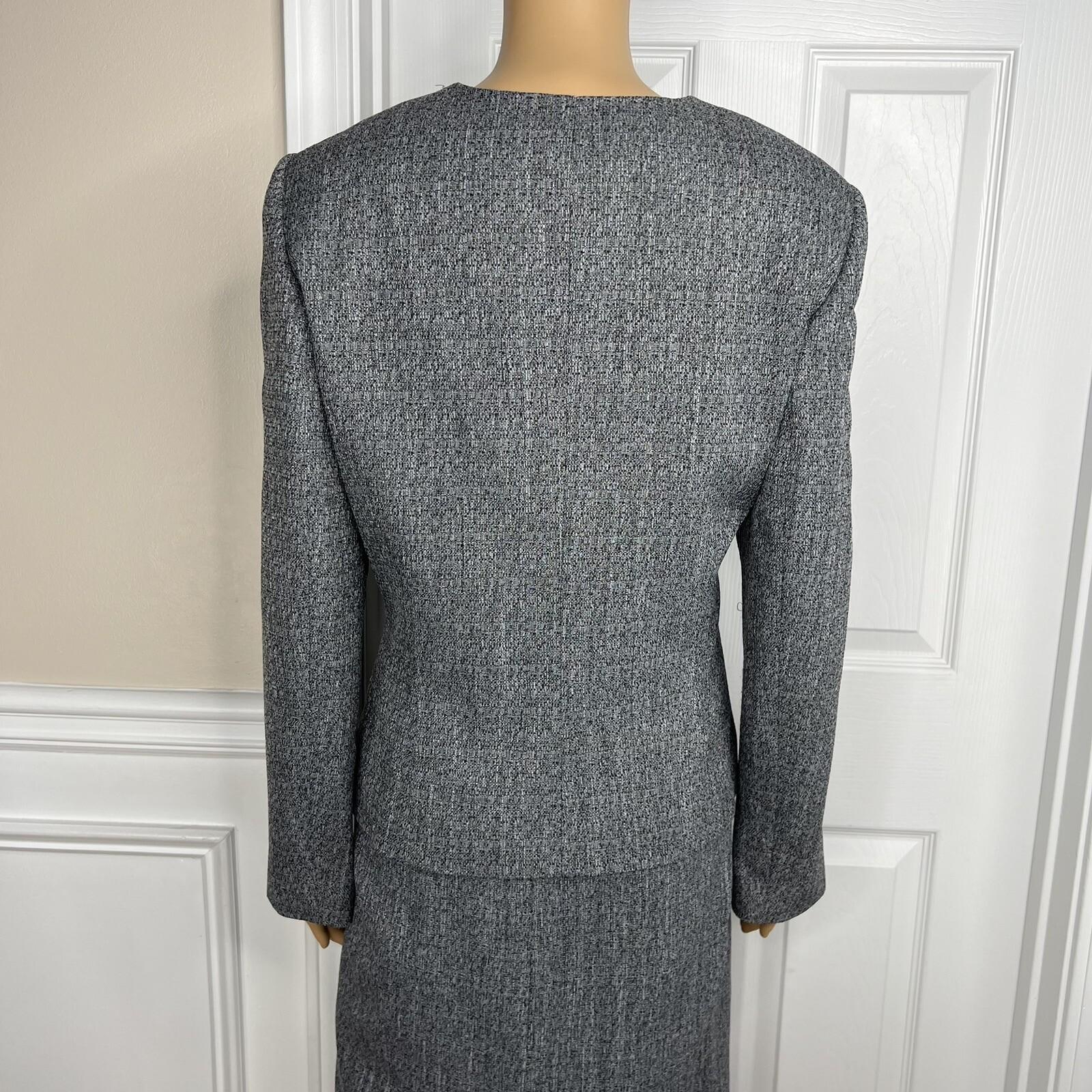 EMILY 2PC Gray Polyester Lined Collarless Cocktail Dress Suit Size 10