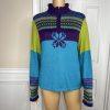 Alpaca Imports Women Multicolor 1/4 Zip Long Stand Up Collar Sleeve Sweater SZ M
