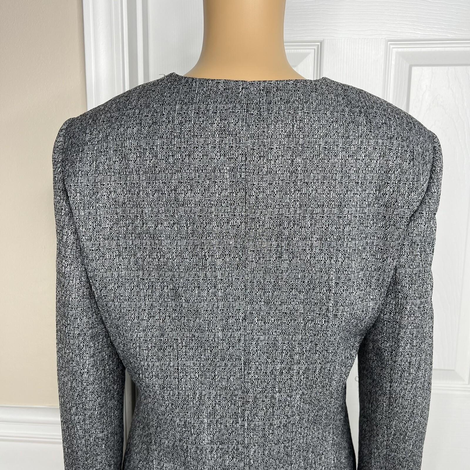 EMILY 2PC Gray Polyester Lined Collarless Cocktail Dress Suit Size 10
