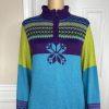 Alpaca Imports Women Multicolor 1/4 Zip Long Stand Up Collar Sleeve Sweater SZ M