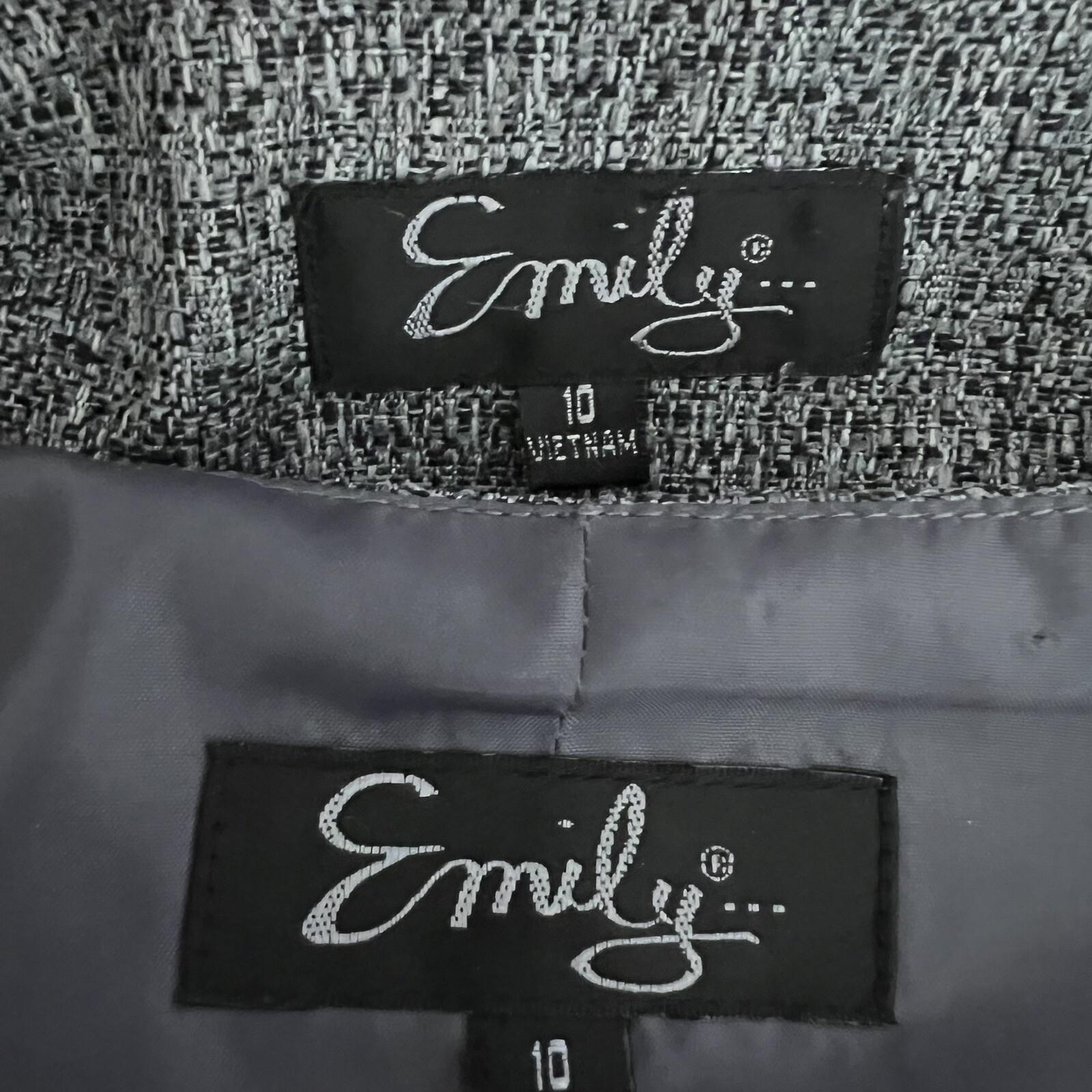 EMILY 2PC Gray Polyester Lined Collarless Cocktail Dress Suit Size 10