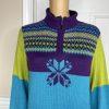 Alpaca Imports Women Multicolor 1/4 Zip Long Stand Up Collar Sleeve Sweater SZ M