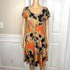 Lauren RL Royal Paisley Dress Size PM Short Sleeve Drops waist Skater Stretch