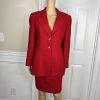 Lillie Rubin Exclusive Vintage Wool Skirt Suit Size 8 Red Lined Notch Collar 2PC