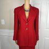 Lillie Rubin Exclusive Vintage Wool Skirt Suit Size 8 Red Lined Notch Collar 2PC