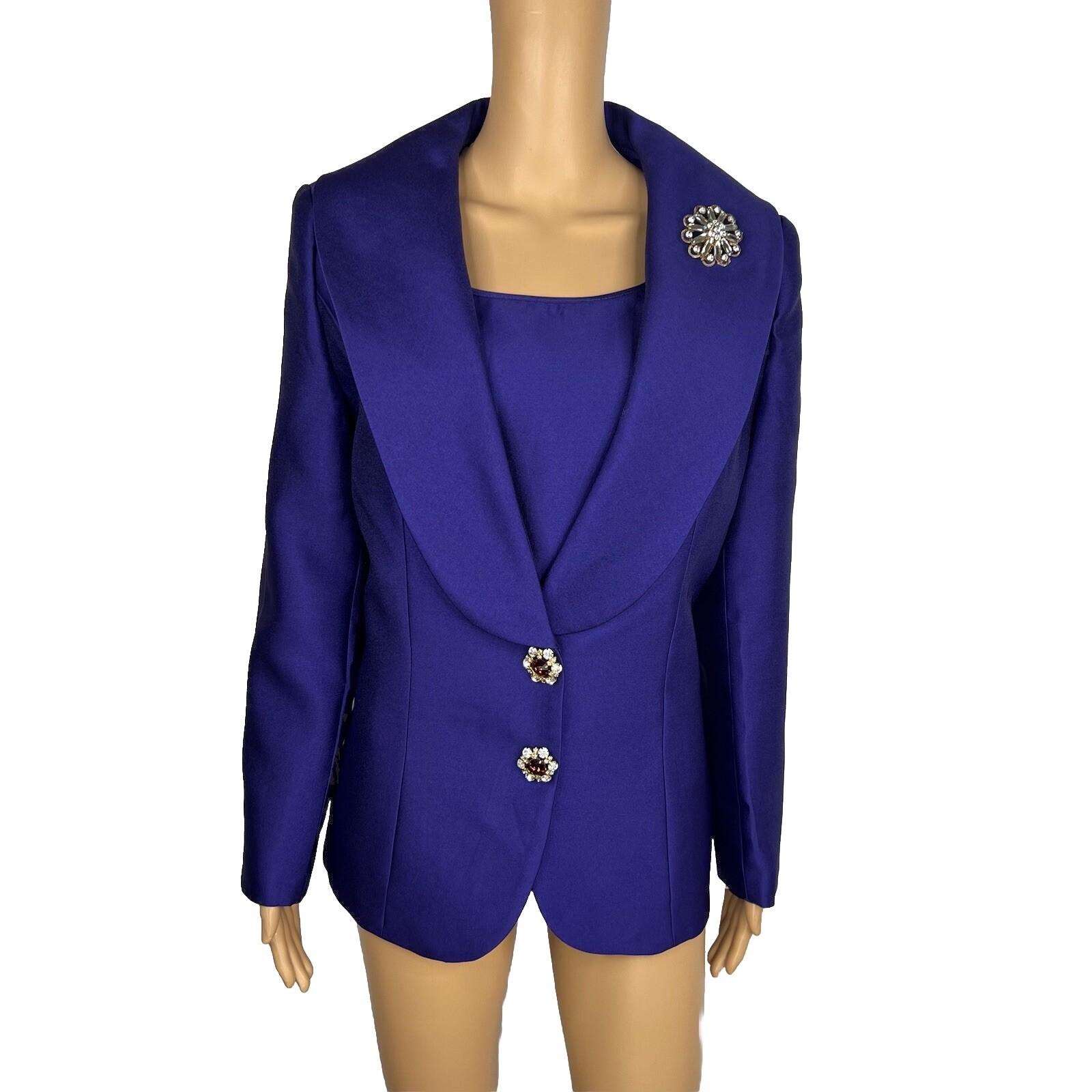 Giovanna Collection Polyester Blazer Set Size 10 Embellished Purple Lined Women