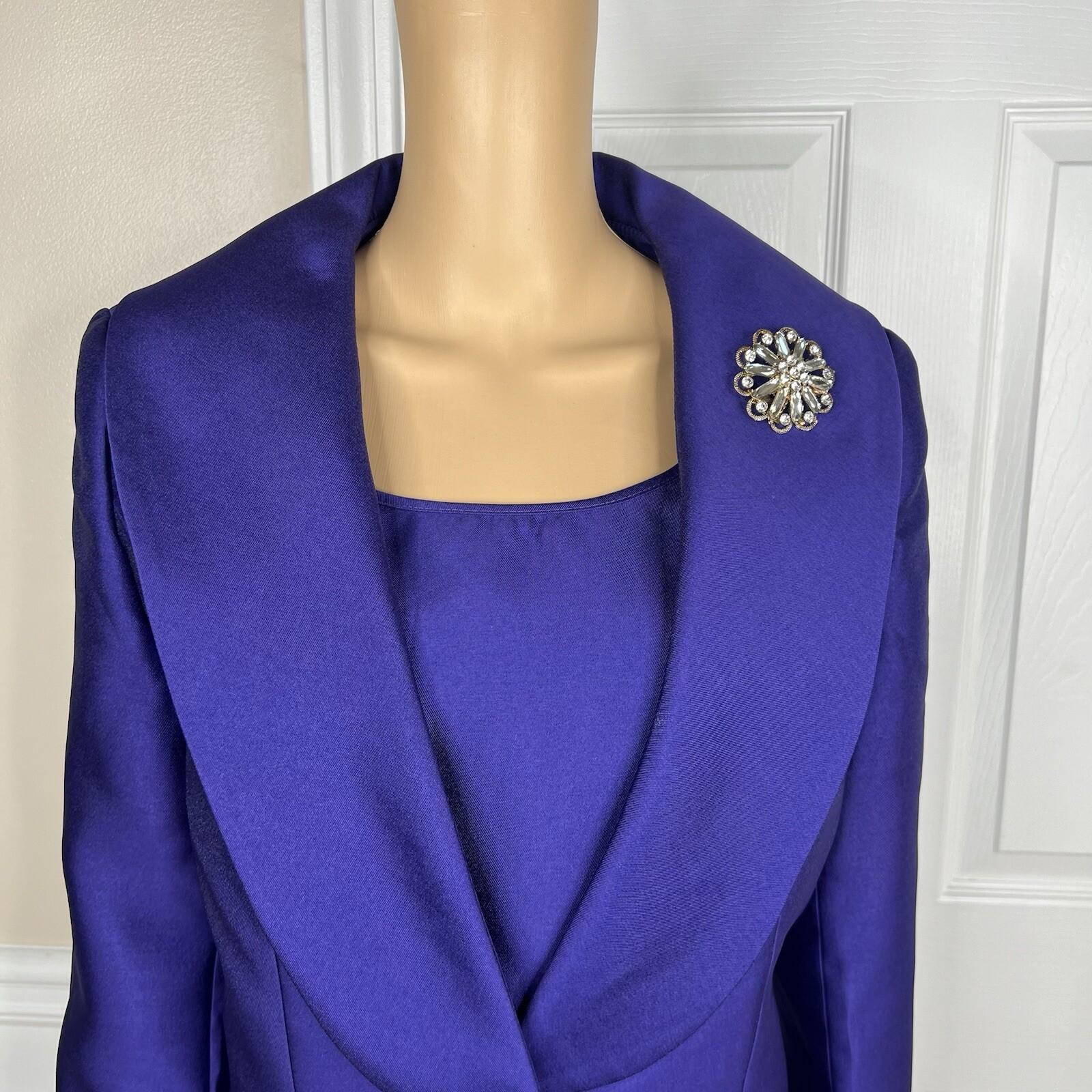 Giovanna Collection Polyester Blazer Set Size 10 Embellished Purple Lined Women