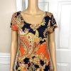 Lauren RL Royal Paisley Dress Size PM Short Sleeve Drops waist Skater Stretch