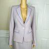 Platine Paris Women Wool Skirt 40 Suit 38 Lined Collarless Cocktail Career 2PC