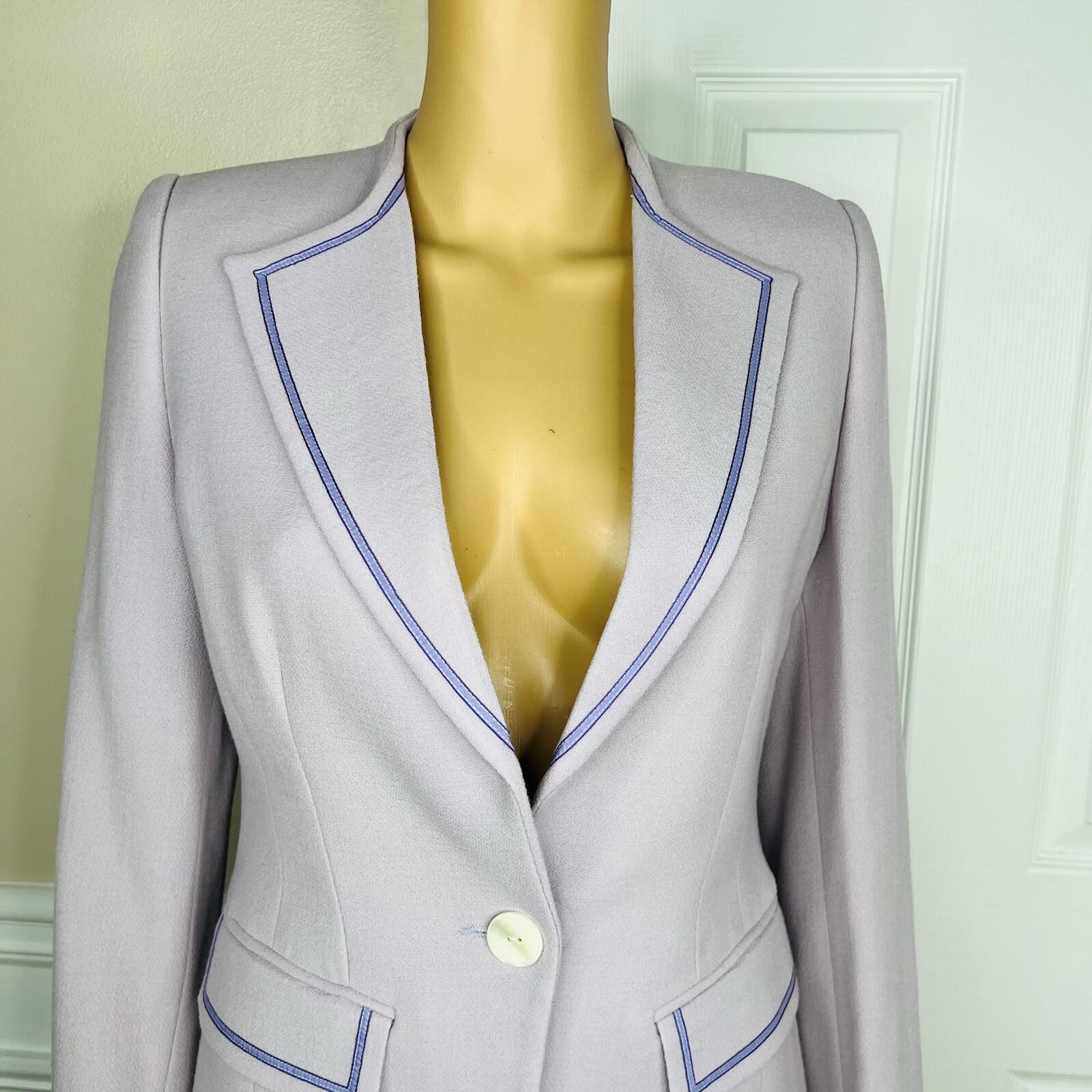 Platine Paris Women Wool Skirt 40 Suit 38 Lined Collarless Cocktail Career 2PC