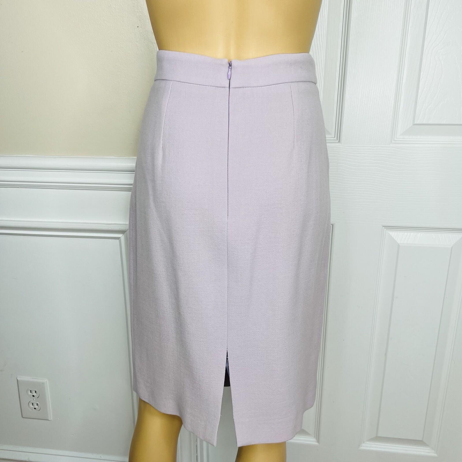 Platine Paris Women Wool Skirt 40 Suit 38 Lined Collarless Cocktail Career 2PC