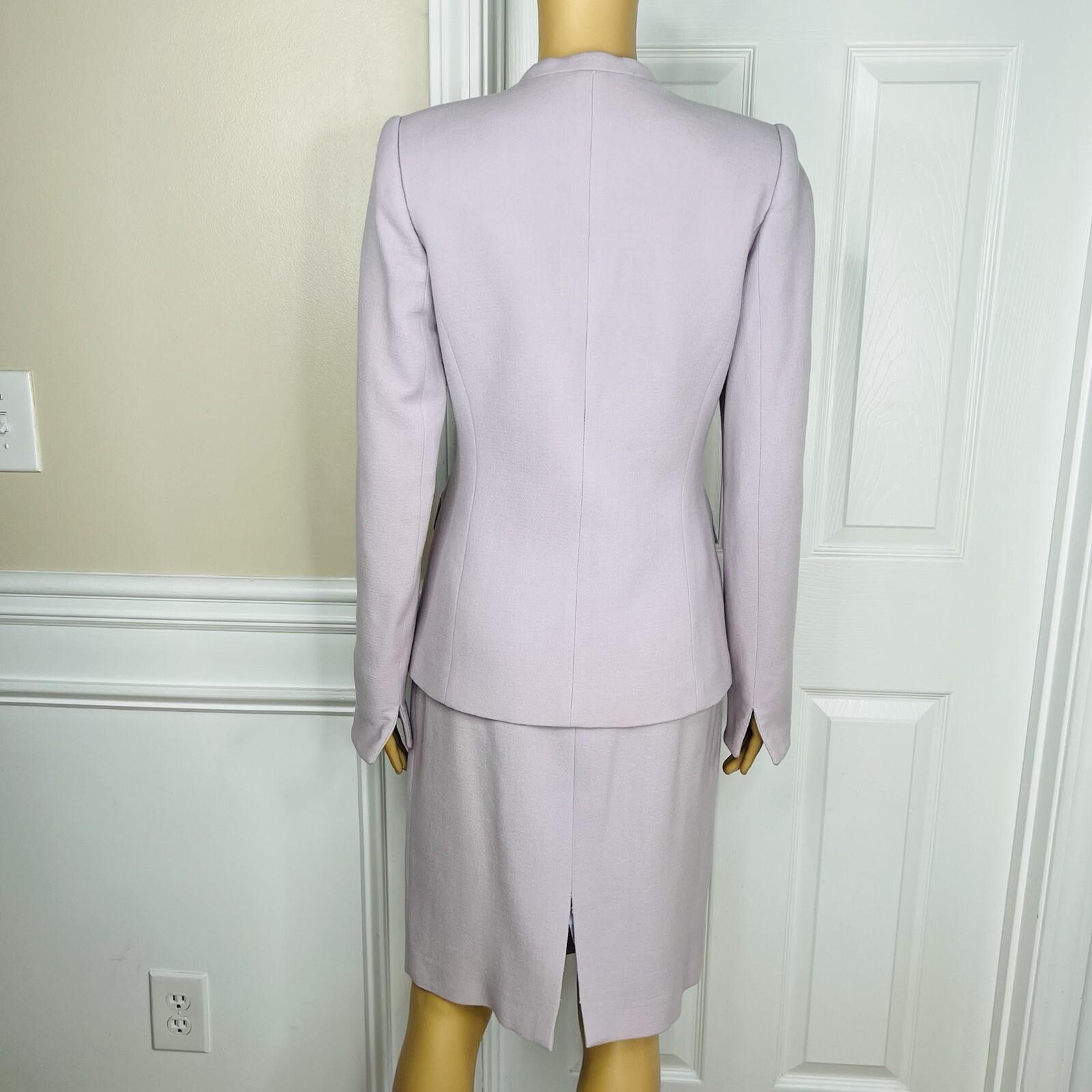 Platine Paris Women Wool Skirt 40 Suit 38 Lined Collarless Cocktail Career 2PC