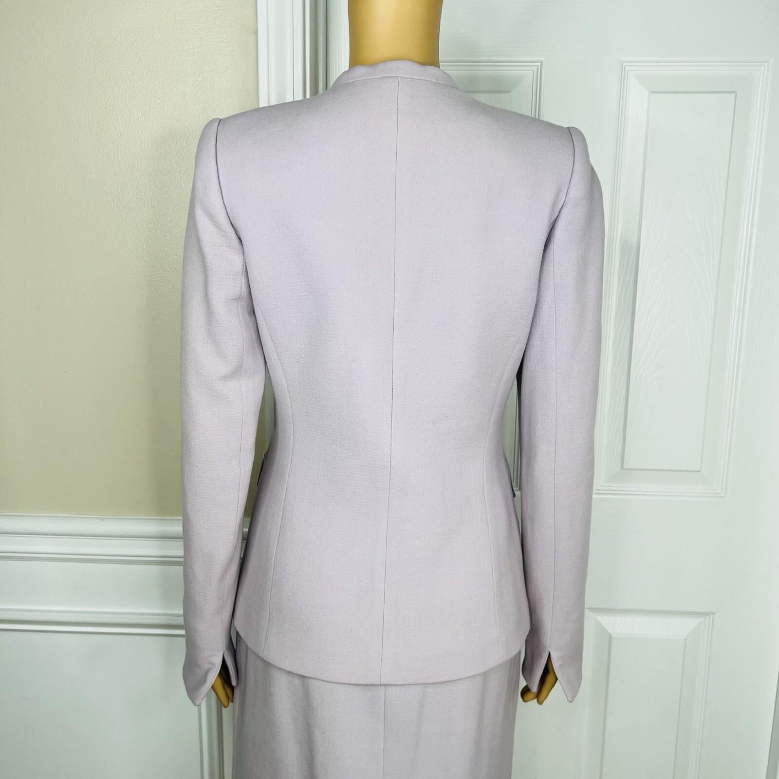 Platine Paris Women Wool Skirt 40 Suit 38 Lined Collarless Cocktail Career 2PC
