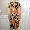Lauren RL Royal Paisley Dress Size PM Short Sleeve Drops waist Skater Stretch