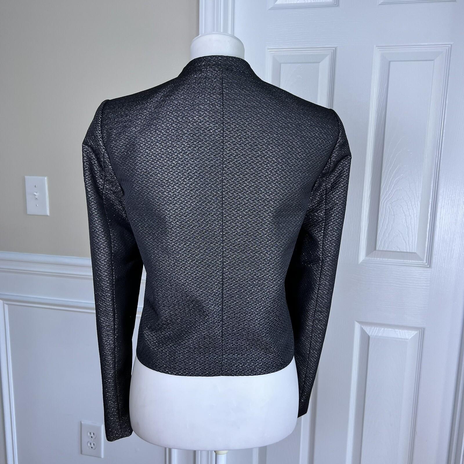 CALVIN KLEIN Women 1PC Black Polyester Metallic Lined Open Front Blazer Size 6