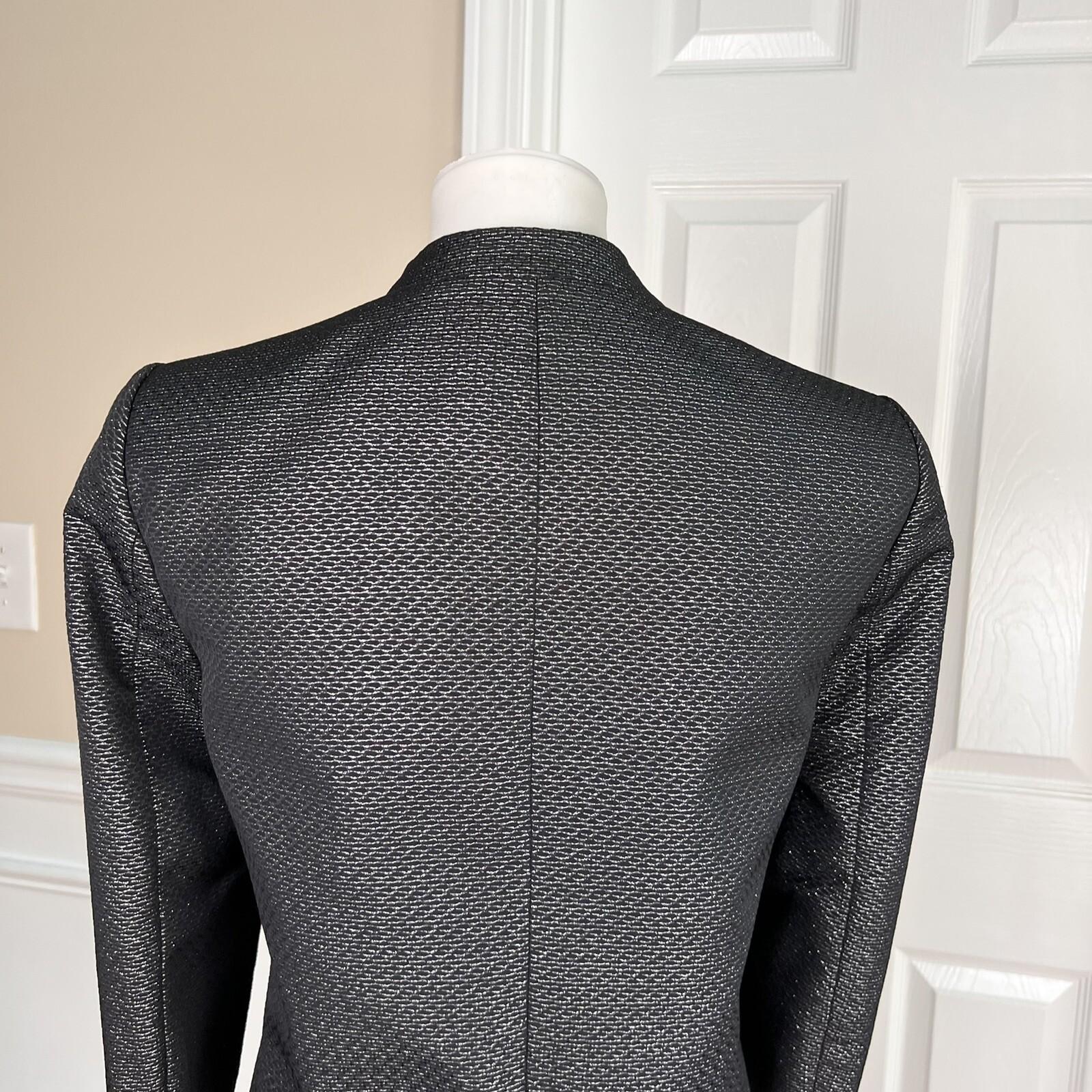 CALVIN KLEIN Women 1PC Black Polyester Metallic Lined Open Front Blazer Size 6