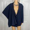 John Meyer Polyester Pant Suit Size 22W Blue Striped Notch Collar 2PC Pockets