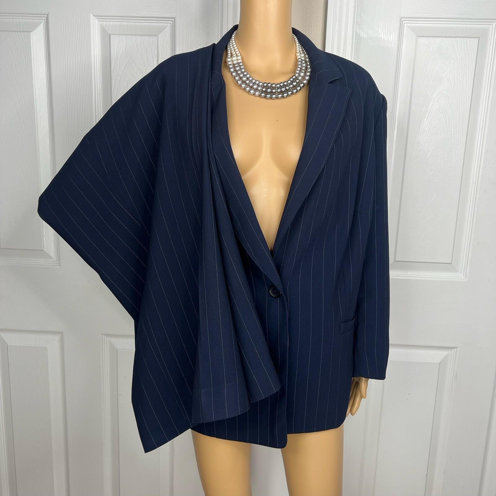 John Meyer Polyester Pant Suit Size 22W Blue Striped Notch Collar 2PC Pockets