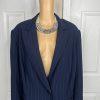 John Meyer Polyester Pant Suit Size 22W Blue Striped Notch Collar 2PC Pockets