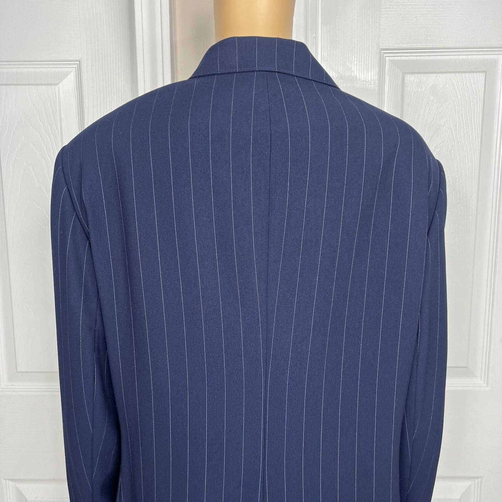 John Meyer Polyester Pant Suit Size 22W Blue Striped Notch Collar 2PC Pockets