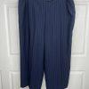 John Meyer Polyester Pant Suit Size 22W Blue Striped Notch Collar 2PC Pockets