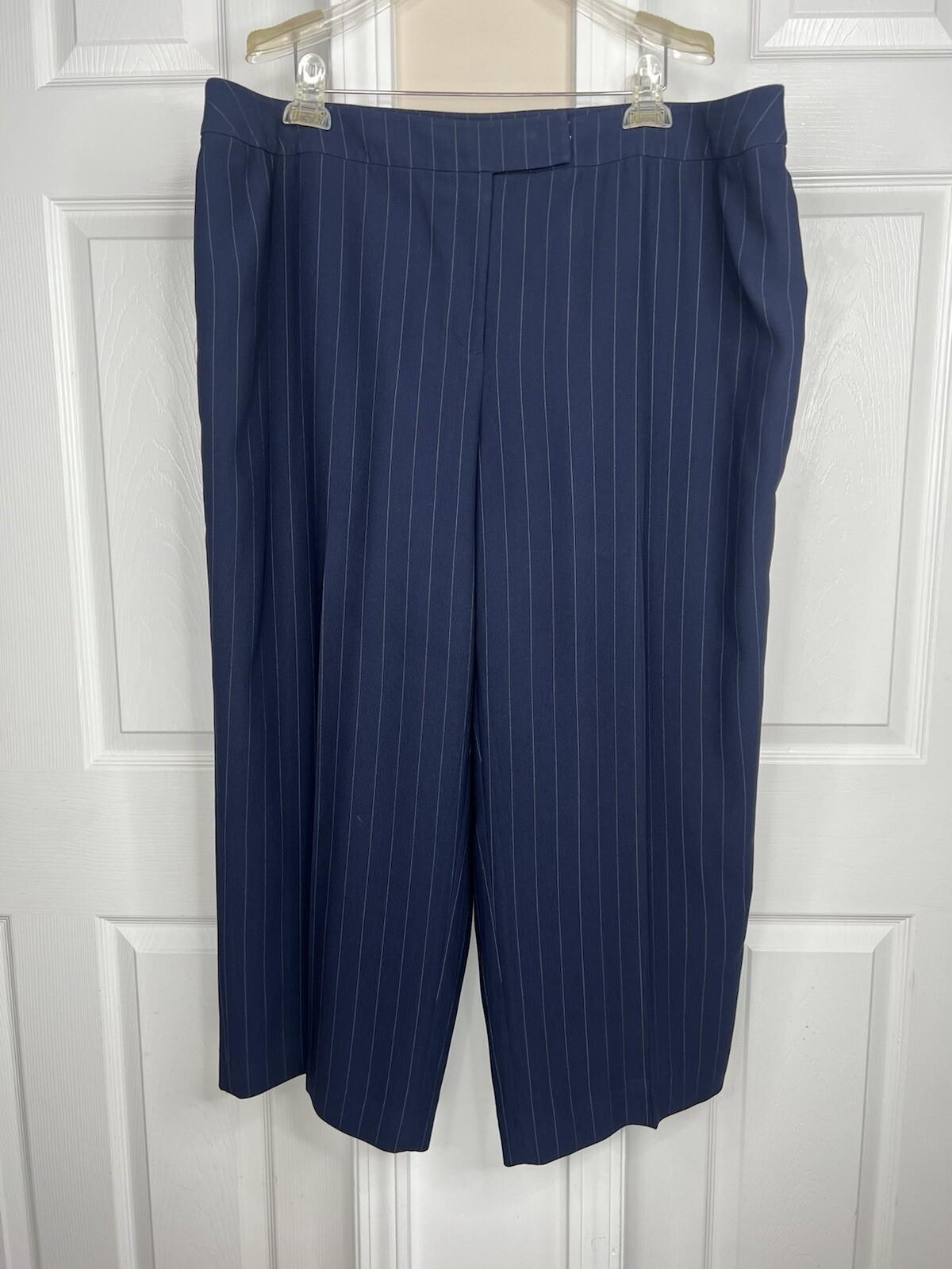 John Meyer Polyester Pant Suit Size 22W Blue Striped Notch Collar 2PC Pockets