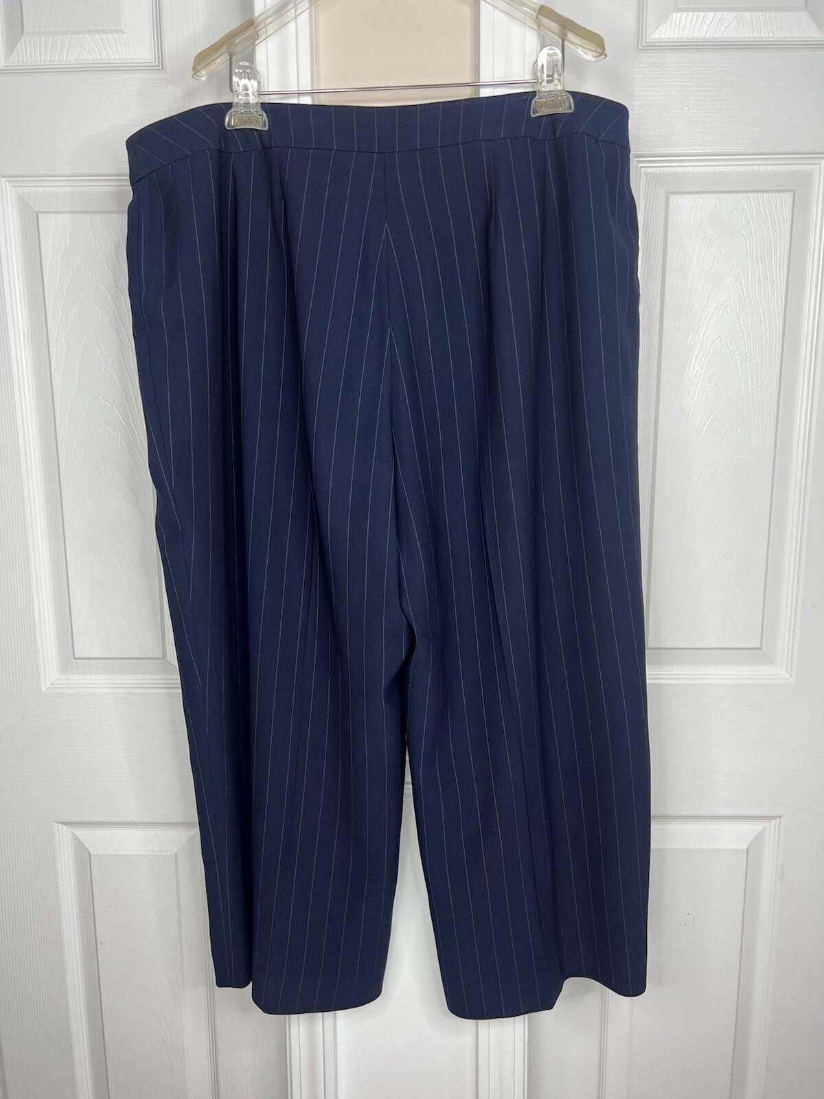 John Meyer Polyester Pant Suit Size 22W Blue Striped Notch Collar 2PC Pockets