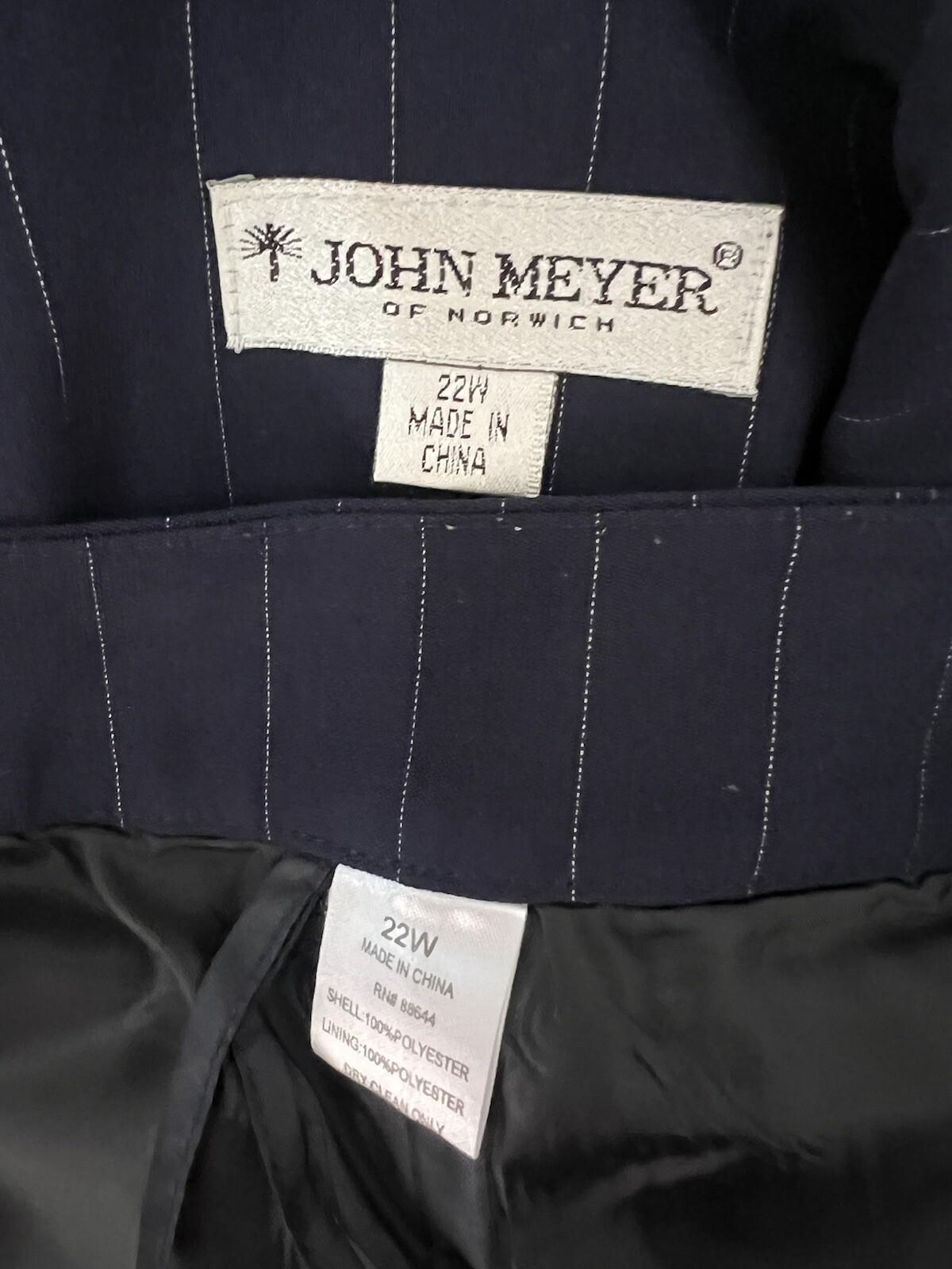John Meyer Polyester Pant Suit Size 22W Blue Striped Notch Collar 2PC Pockets