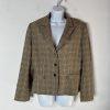 Tahari ASL Polyester Rayon Stretch Skirt Suit 14 Beige Striped Pleated Plaid