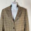 Tahari ASL Polyester Rayon Stretch Skirt Suit 14 Beige Striped Pleated Plaid
