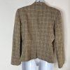 Tahari ASL Polyester Rayon Stretch Skirt Suit 14 Beige Striped Pleated Plaid
