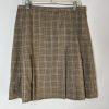 Tahari ASL Polyester Rayon Stretch Skirt Suit 14 Beige Striped Pleated Plaid