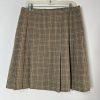 Tahari ASL Polyester Rayon Stretch Skirt Suit 14 Beige Striped Pleated Plaid