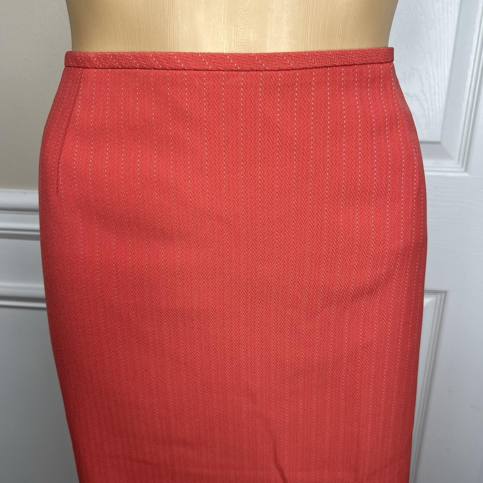 Le Suit Polyester Rayon Skirt Suit Size 18 Striped Light Orange Ruffle 2PC