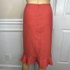 Le Suit Polyester Rayon Skirt Suit Size 18 Striped Light Orange Ruffle 2PC