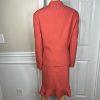 Le Suit Polyester Rayon Skirt Suit Size 18 Striped Light Orange Ruffle 2PC