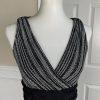 Patra Sequin Metallic Stretch Dress Suit Size 8 Vintage Black Silver Maxi Lined