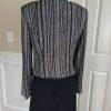 Patra Sequin Metallic Stretch Dress Suit Size 8 Vintage Black Silver Maxi Lined