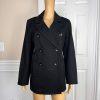 T Tahari Women Polyester Nylon Stretch Size 14 Black Double Breasted Coat New