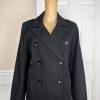 T Tahari Women Polyester Nylon Stretch Size 14 Black Double Breasted Coat New