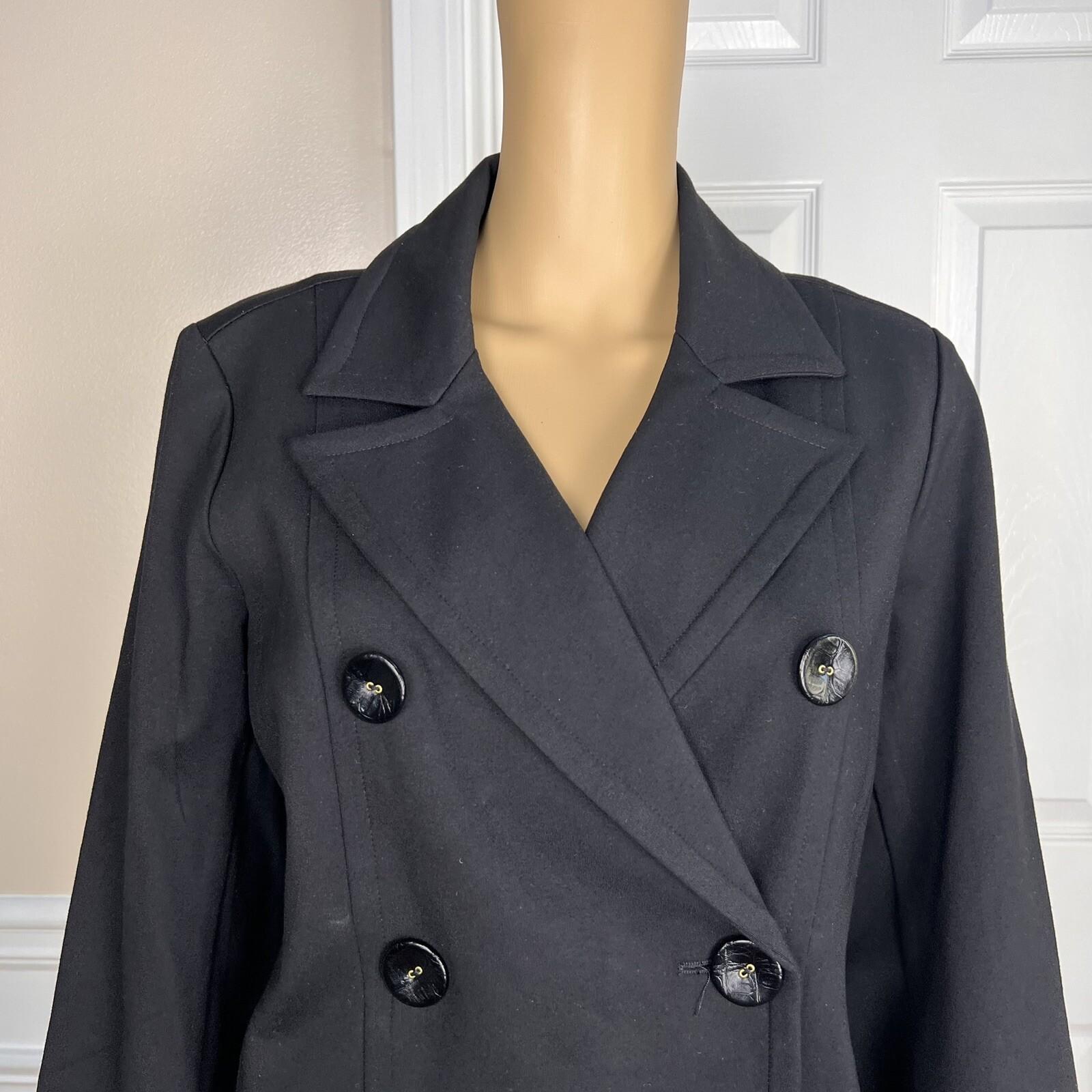T Tahari Women Polyester Nylon Stretch Size 14 Black Double Breasted Coat New